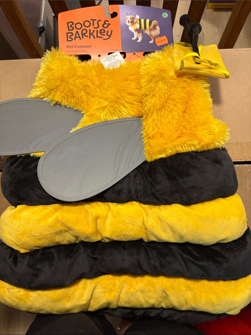 Boots & Barkley Yellow and Black Bee Pet Costume with Gray Wings